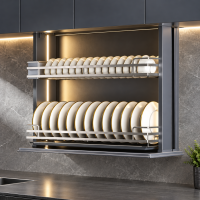 Giá Bát Nâng Hạ Cảm Ứng GRÖB Inox SUS304 Nan Oval – Điều Khiển App & Giọng Nói