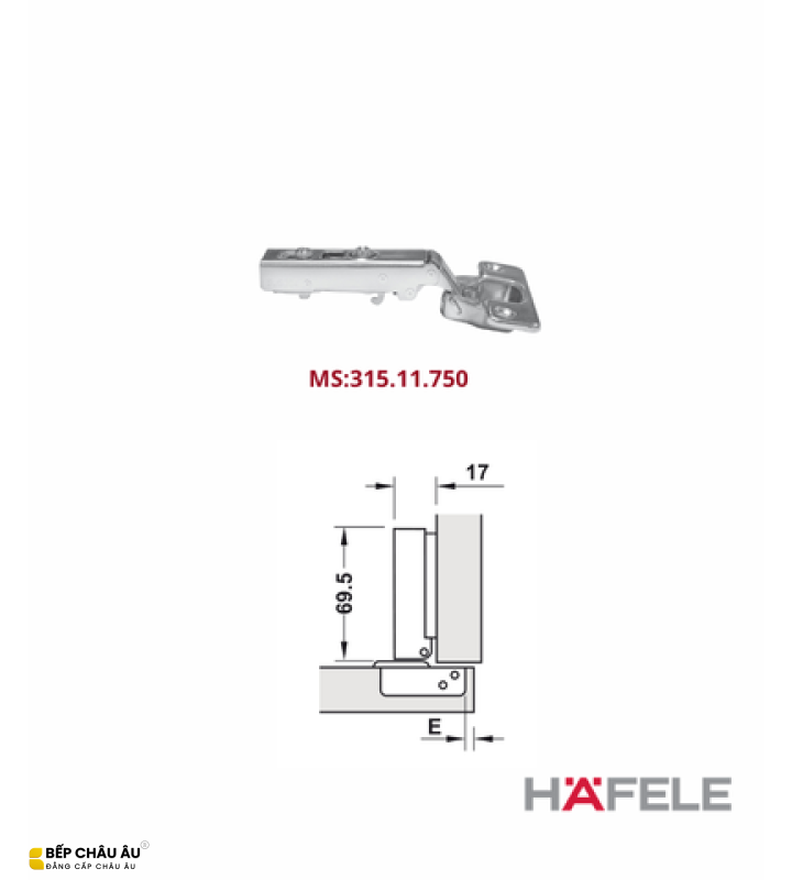 Bản Lề Hafele Metalla SM 110° Giảm Chấn Chính Hãng – 3 Loại A - 315.11.750, B - 315.11.751, C - 315.11.752