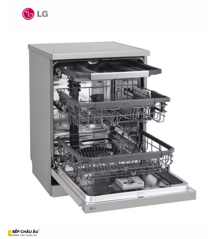Máy Rửa Bát LG LDT14SVA4 14 Bộ Màu Bạc Ghi – QuadWash TrueSteam, Inverter, Sấy Hé Cửa, Wi-Fi ThinQ