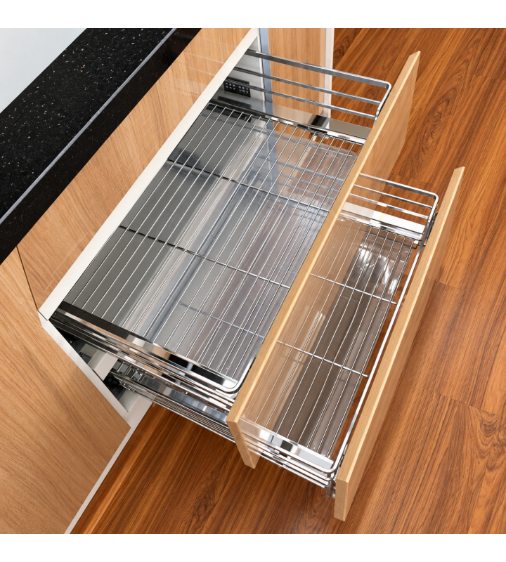 Giá Xoong Nồi Nan Dẹt Inox Mờ EUROGOLD 304 – Gắn Cánh Âm Tủ Cao Cấp