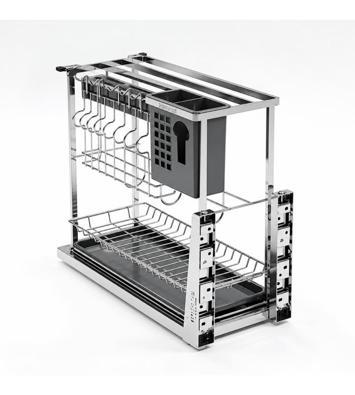 Giá Dao Thớt Nan Dẹt Inox Mờ EUROGOLD 304 – Hệ Dẫn Hướng Chống Rung