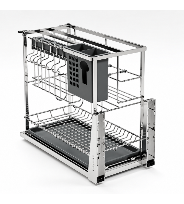 Giá Dao Thớt Nan Dẹt Inox Mờ EUROGOLD 304 – Hệ Dẫn Hướng Chống Rung