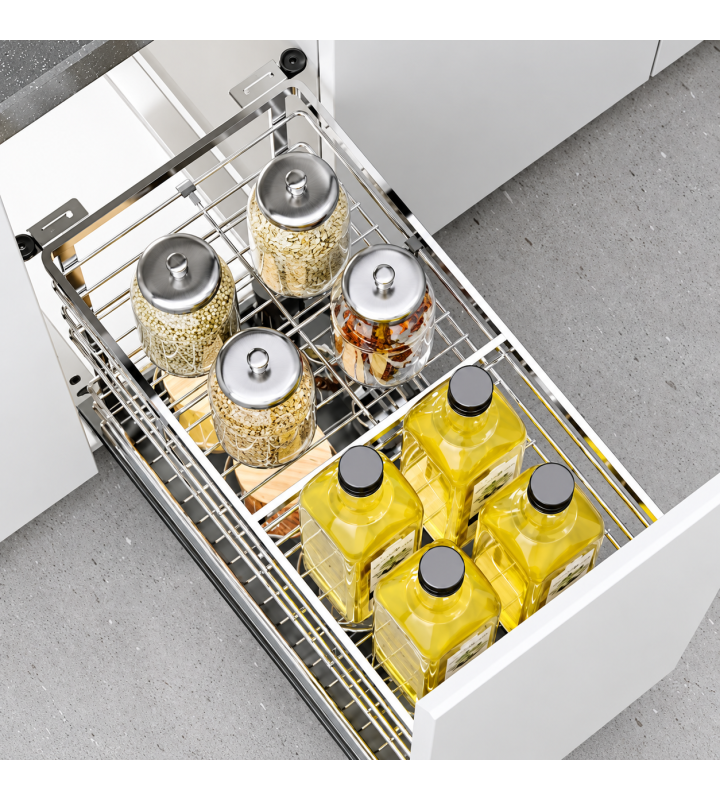 Giá Gia Vị Inox Nan Dẹt EUROGOLD EP046 – Ray Giảm Chấn, Khung Inox 304, Chống Rung