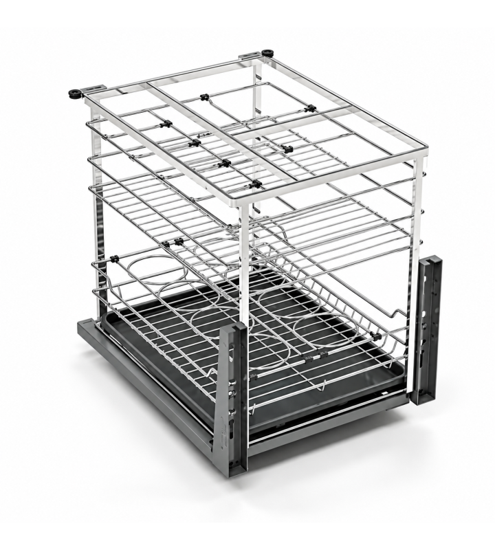 Giá Gia Vị Inox Nan Dẹt EUROGOLD EP046 – Ray Giảm Chấn, Khung Inox 304, Chống Rung