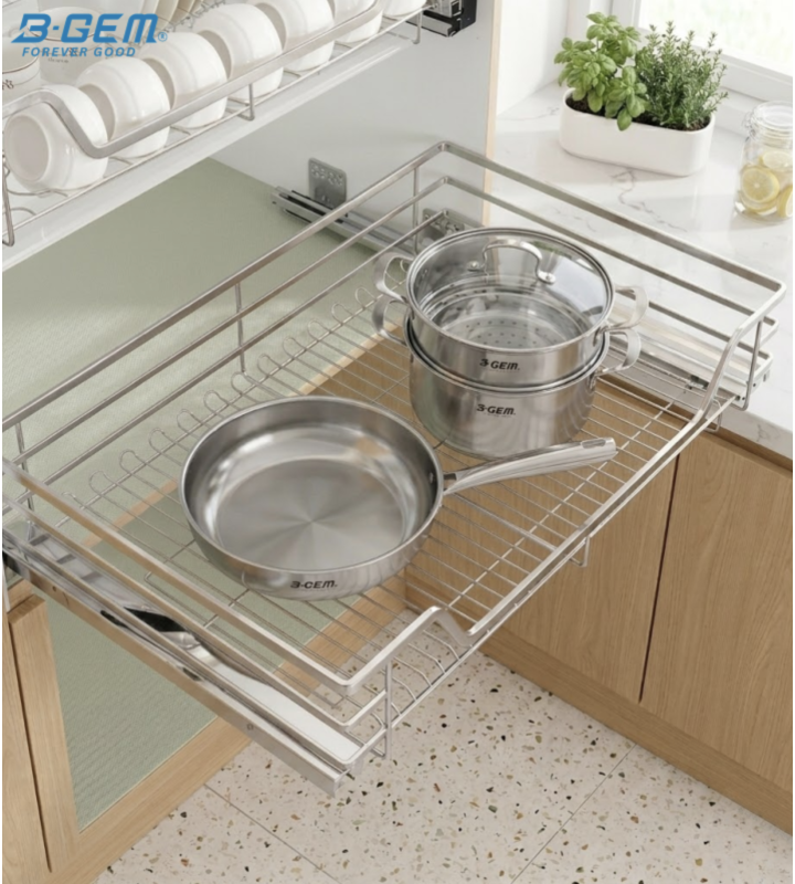 GIÁ XOONG NỒI NAN DẸT INOX 304 CAO CẤP, HỆ DẪN HƯỚNG CHỐNG RUNG BGKC02B
