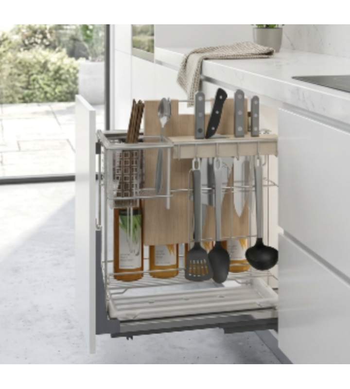 KỆ DAO THỚT NAN DẸT INOX 304 RAY GIẢM CHẤN BGKDT02