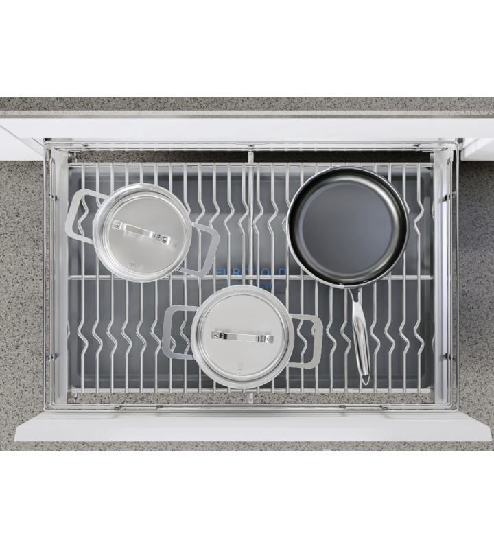 Giá Xoong Nồi Nan Oval Âm Tủ EUROGOLD Inox 304 – Gắn Cánh, Ray Giảm Chấn