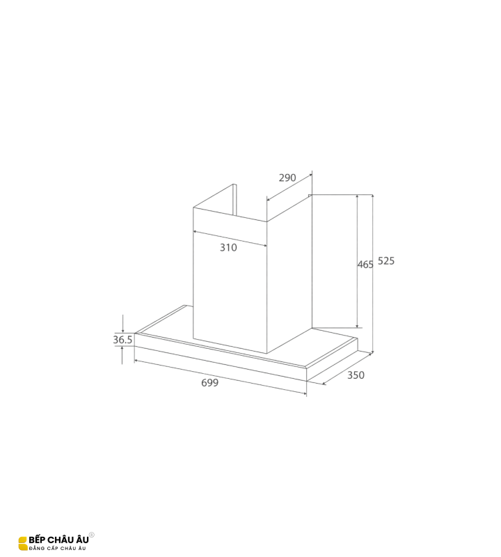 Máy Hút Mùi Latino LT-V.8 VENTIS Chữ T 70cm – Tự Làm Sạch Dầu Mỡ, Booster 750m³/h