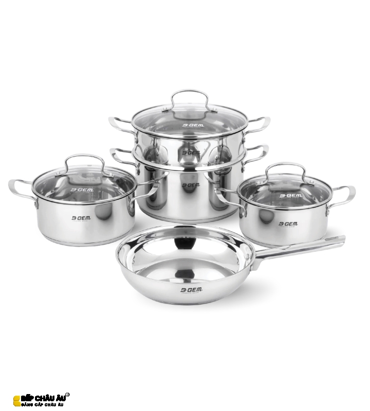 Bộ Nồi Inox 304 B-GEM BG-888 NEW – Bộ 8 Món Đáy 5 Lớp